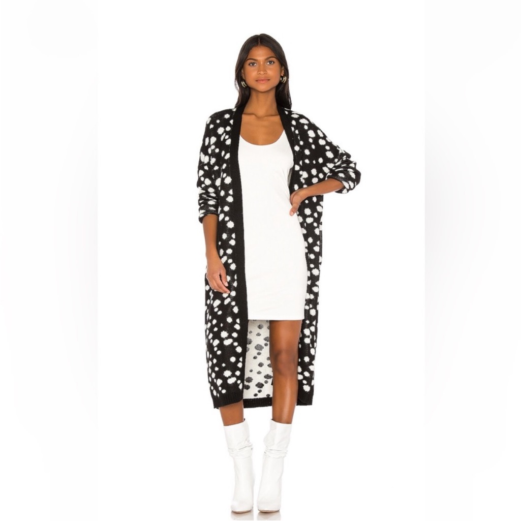 Lovers + Friends Black And White Polka Dot Cardigan